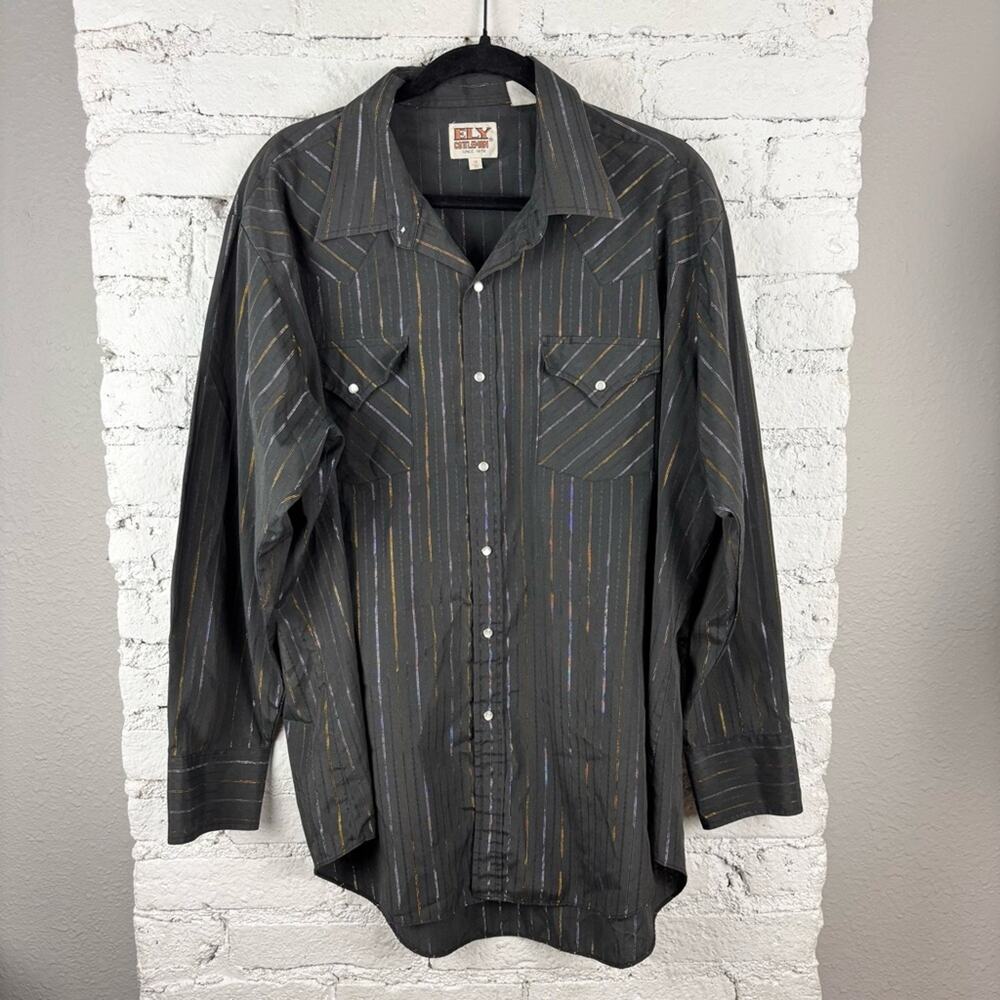 Vintage Y2K Ely Cattleman Shimmer Stripe Shirt